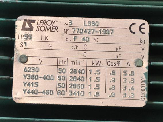 Leroy Somer motor 1,5 kW